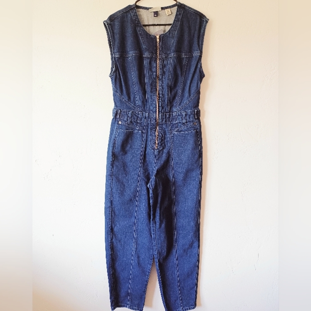 NWT Universal Thread Dark Wash Cinch Waist Denim Jumpsuit